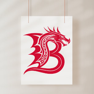Drache gestalteter Buchstabe B, Drachenalphabet, M Fotodruck