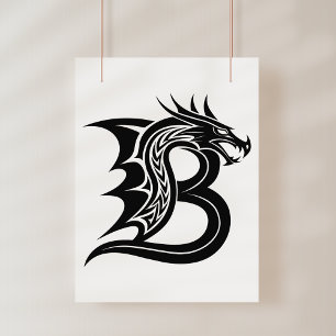 Drache gestalteter Buchstabe B, Drachenalphabet, M Fotodruck