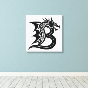 Drache gestalteter Buchstabe B, Drachenalphabet, M Leinwanddruck