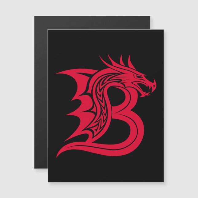 Drache gestalteter Buchstabe B, Drachenalphabet, M Magneteinladung (Vorne/Hinten)