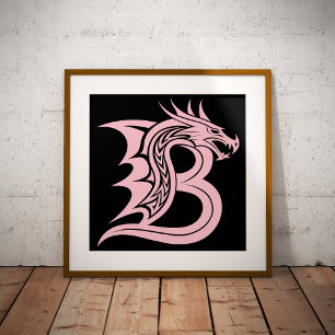 Drache gestalteter Buchstabe B, Drachenalphabet, M Poster