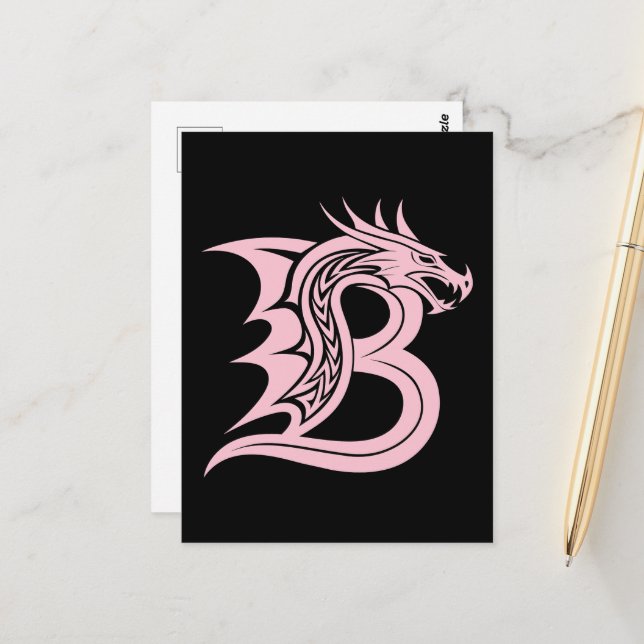 Drache gestalteter Buchstabe B, Drachenalphabet, M Postkarte (Vorderseite/Rückseite Beispiel)