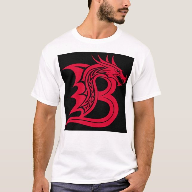 Drache gestalteter Buchstabe B, Drachenalphabet, M T-Shirt (Vorderseite)