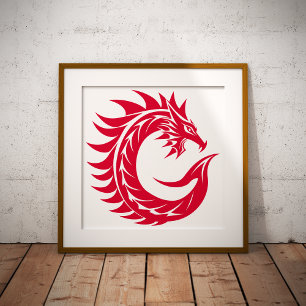 Drache gestalteter Buchstabe C, Drachenalphabet, M Fotodruck