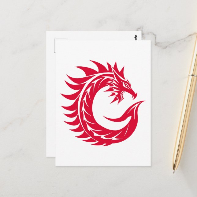 Drache gestalteter Buchstabe C, Drachenalphabet, M Postkarte (Vorderseite/Rückseite Beispiel)