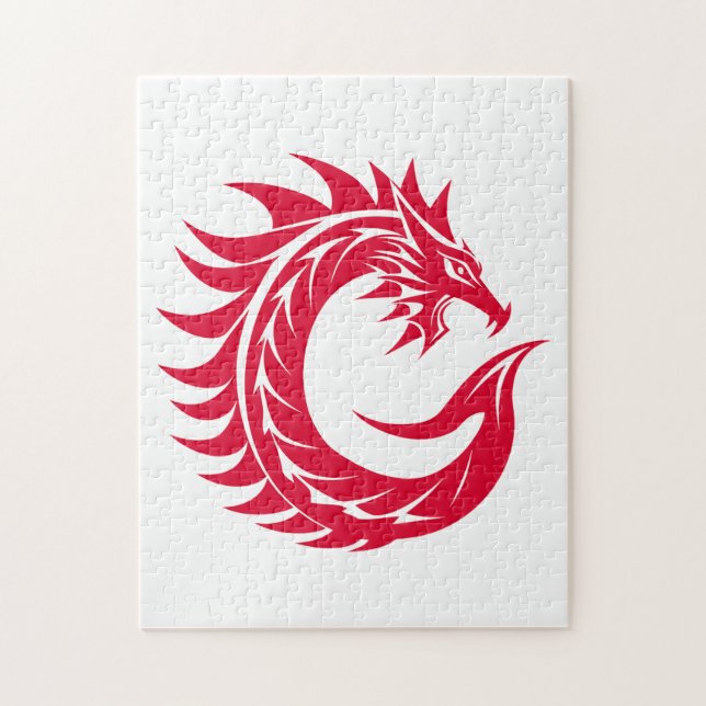 Drache gestalteter Buchstabe C, Drachenalphabet, M Puzzle (Vertikal)