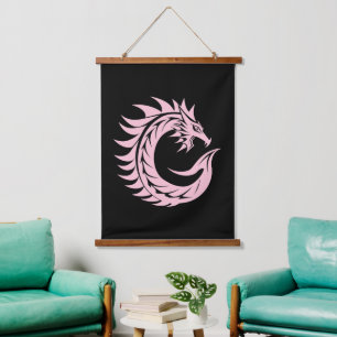 Drache gestalteter Buchstabe C, Drachenalphabet, M Wandteppich Mit Holzrahmen