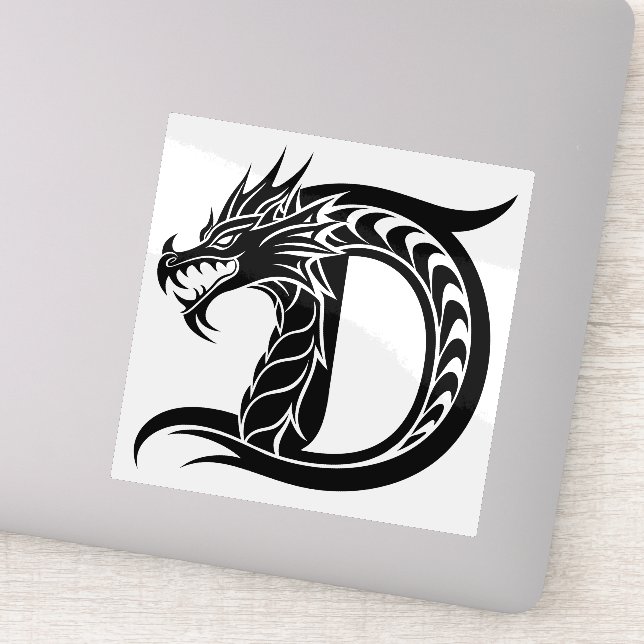 Drache gestalteter Buchstabe D, Drachenalphabet, M Aufkleber (Detail)
