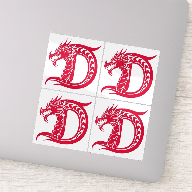Drache gestalteter Buchstabe D, Drachenalphabet, M Aufkleber (Detail)
