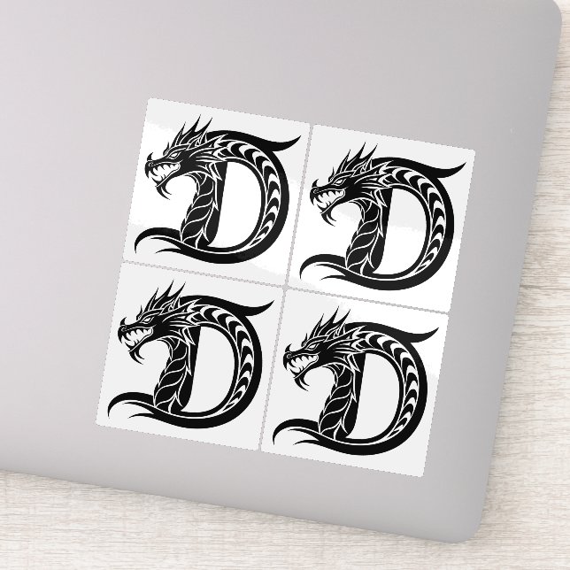 Drache gestalteter Buchstabe D, Drachenalphabet, M Aufkleber (Detail)