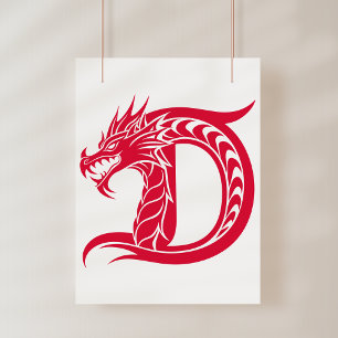 Drache gestalteter Buchstabe D, Drachenalphabet, M Fotodruck