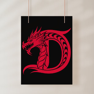 Drache gestalteter Buchstabe D, Drachenalphabet, M Fotodruck