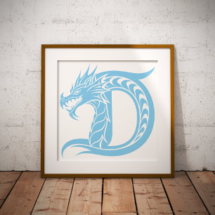 Drache gestalteter Buchstabe D, Drachenalphabet, M Fotodruck