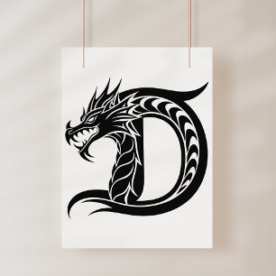 Drache gestalteter Buchstabe D, Drachenalphabet, M Fotodruck