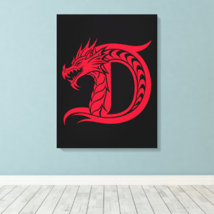 Drache gestalteter Buchstabe D, Drachenalphabet, M Leinwanddruck