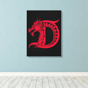 Drache gestalteter Buchstabe D, Drachenalphabet, M Leinwanddruck