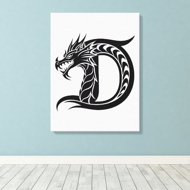 Drache gestalteter Buchstabe D, Drachenalphabet, M Leinwanddruck (Insitu (Holzboden))