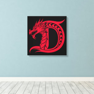 Drache gestalteter Buchstabe D, Drachenalphabet, M Leinwanddruck