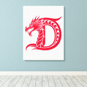 Drache gestalteter Buchstabe D, Drachenalphabet, M Leinwanddruck