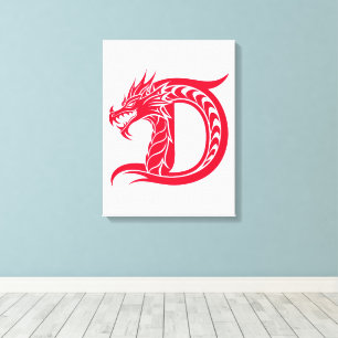 Drache gestalteter Buchstabe D, Drachenalphabet, M Leinwanddruck
