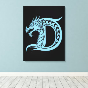 Drache gestalteter Buchstabe D, Drachenalphabet, M Leinwanddruck