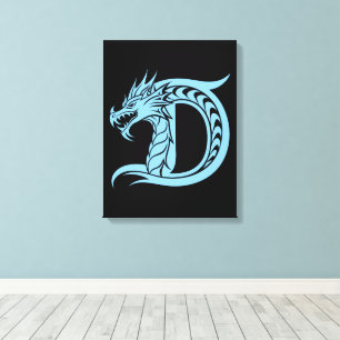 Drache gestalteter Buchstabe D, Drachenalphabet, M Leinwanddruck