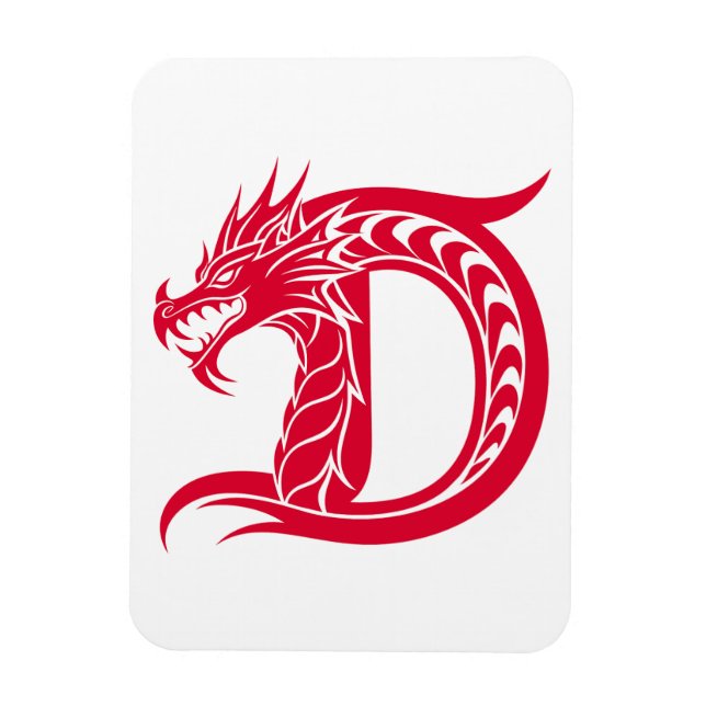 Drache gestalteter Buchstabe D, Drachenalphabet, M Magnet (Vertikal)
