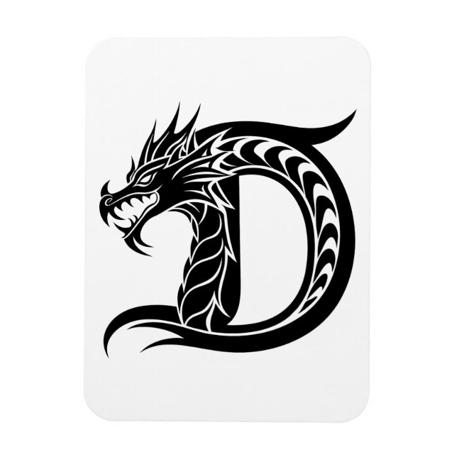 Drache gestalteter Buchstabe D, Drachenalphabet, M Magnet (Vertikal)