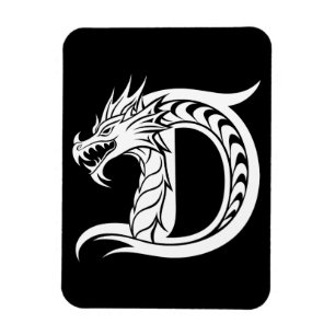 Drache gestalteter Buchstabe D, Drachenalphabet, M Magnet