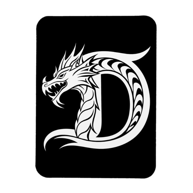 Drache gestalteter Buchstabe D, Drachenalphabet, M Magnet (Vertikal)