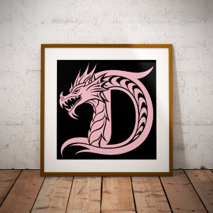 Drache gestalteter Buchstabe D, Drachenalphabet, M Poster