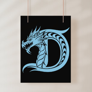 Drache gestalteter Buchstabe D, Drachenalphabet, M Poster
