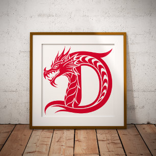 Drache gestalteter Buchstabe D, Drachenalphabet, M Poster