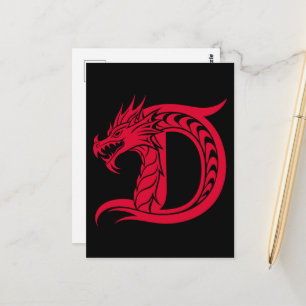 Drache gestalteter Buchstabe D, Drachenalphabet, M Postkarte
