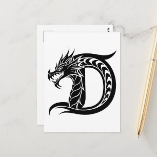 Drache gestalteter Buchstabe D, Drachenalphabet, M Postkarte