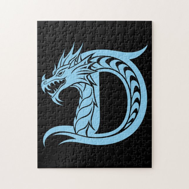 Drache gestalteter Buchstabe D, Drachenalphabet, M Puzzle (Vertikal)