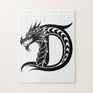 Drache gestalteter Buchstabe D, Drachenalphabet, M Puzzle