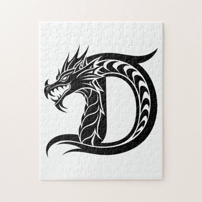 Drache gestalteter Buchstabe D, Drachenalphabet, M Puzzle (Vertikal)