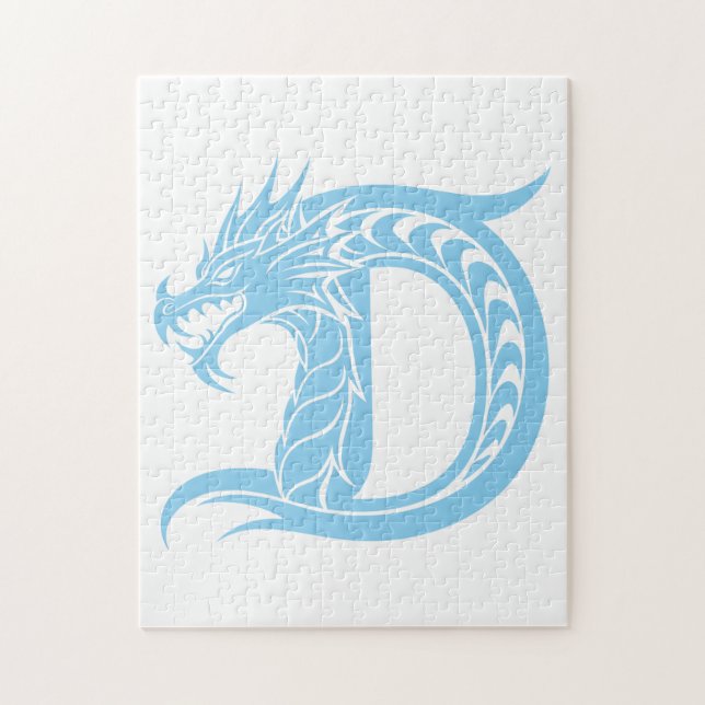 Drache gestalteter Buchstabe D, Drachenalphabet, M Puzzle (Vertikal)