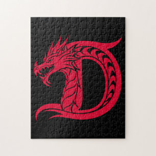Drache gestalteter Buchstabe D, Drachenalphabet, M Puzzle