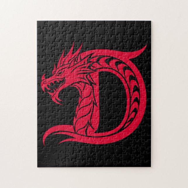 Drache gestalteter Buchstabe D, Drachenalphabet, M Puzzle (Vertikal)