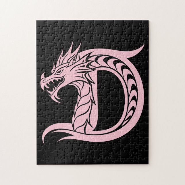 Drache gestalteter Buchstabe D, Drachenalphabet, M Puzzle (Vertikal)