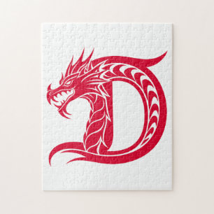 Drache gestalteter Buchstabe D, Drachenalphabet, M Puzzle