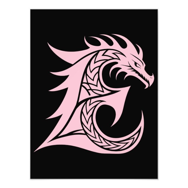 Drache gestalteter Buchstabe E, Drachenalphabet, M Fotodruck (Vorne)