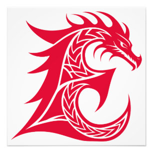 Drache gestalteter Buchstabe E, Drachenalphabet, M Fotodruck