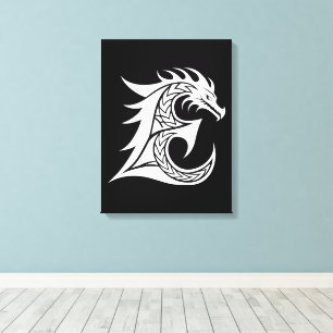 Drache gestalteter Buchstabe E, Drachenalphabet, M Leinwanddruck