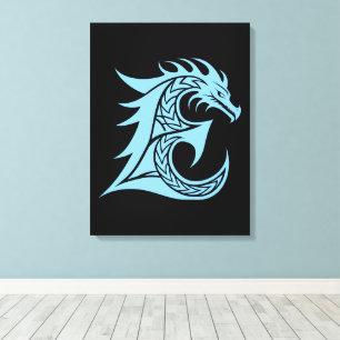 Drache gestalteter Buchstabe E, Drachenalphabet, M Leinwanddruck