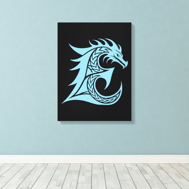 Drache gestalteter Buchstabe E, Drachenalphabet, M Leinwanddruck (Insitu (Holzboden))