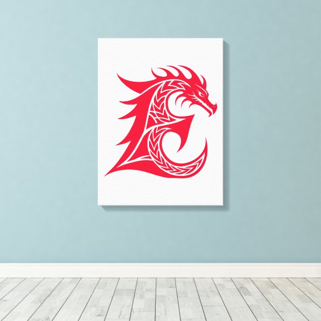 Drache gestalteter Buchstabe E, Drachenalphabet, M Leinwanddruck (Insitu (Holzboden))