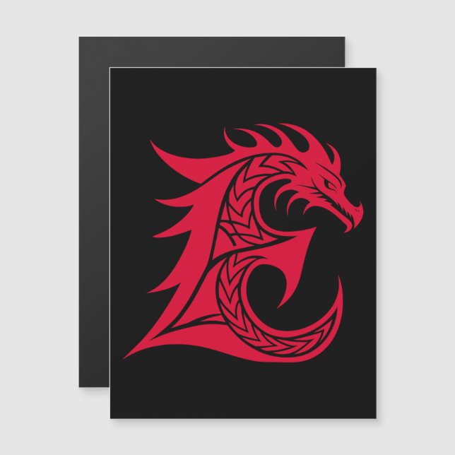 Drache gestalteter Buchstabe E, Drachenalphabet, M Magneteinladung (Vorne/Hinten)
